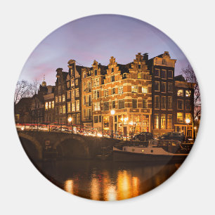 Íman Casas do canal de Amsterdão no ímã redondo do