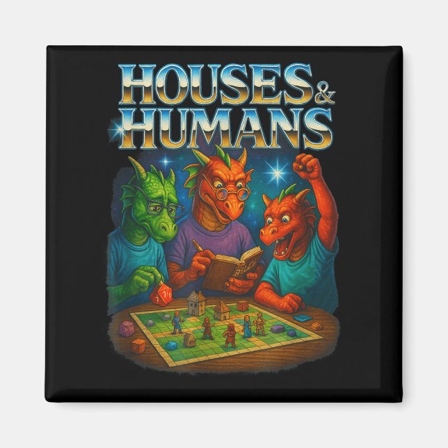 Íman Casas E Humanos Divertido Jogo Rpg Jogadores Homen (Frente)