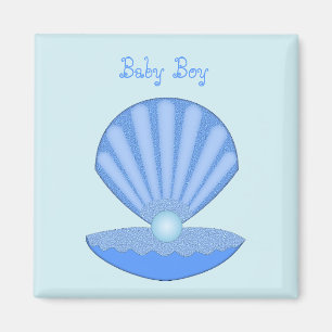 Íman Casca de Ostra Blue Baby Boy e Pearl personalizado