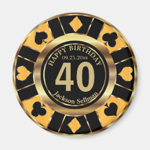 Íman Casino Chip Las Vegas Aniversário - Amarelo