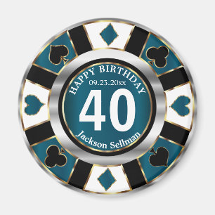 Íman Casino Chip Las Vegas Aniversário - Azul Teal