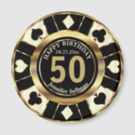 Íman Casino Chip Las Vegas Aniversário - Creme e Dourad<br><div class="desc">📌 POR FAVOR LEIA!! 🥇 UM DESIGN DE ARTE DE DIREITOS AUTORAIS ORIGINAL, DE Donna Siegrist, DISPONÍVEL SOMENTE NO ZAZZLE! O Chip Poker de Las Vegas Estimulou o Magnet de Aniversário num design de creme e ouro falso pronto para personalizar. Este design funciona bem para qualquer aniversário como aniversário de...</div>