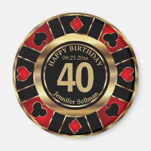 Íman Casino Chip Las Vegas Aniversário - Dourado e Ver