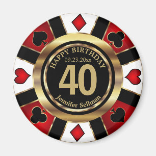 Íman Casino Chip Las Vegas Aniversário - Magnet Vermelh