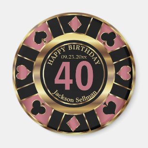Íman Casino Chip Las Vegas Aniversário - Rosa Dourado