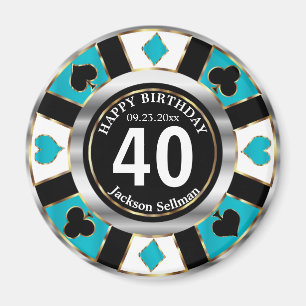 Íman Casino Chip Las Vegas Aniversário - Turquoise Blue