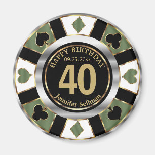 Íman Casino Chip Las Vegas Aniversário - Verde