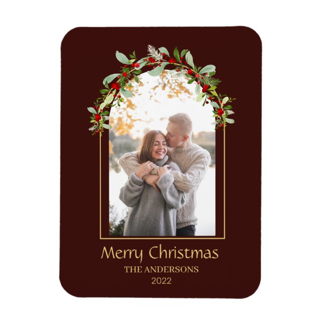 Íman Castanho de Arca Floral Minimalista Moderno (Vertical)