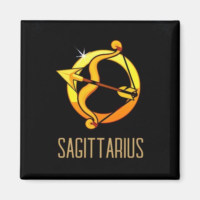 Íman Castanho e ouro Sagittarius, sinal de zodíaco pret (Frente)
