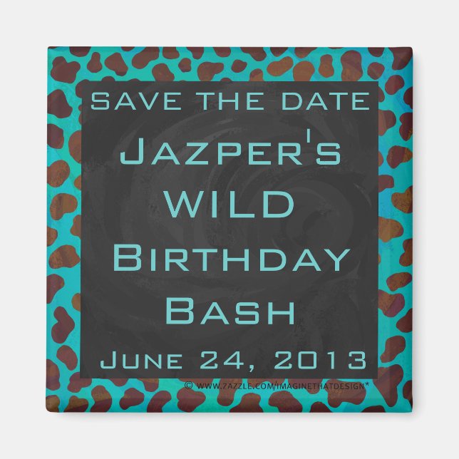 Íman Castanho e Teal Dalmáticos com Monograma (Frente)