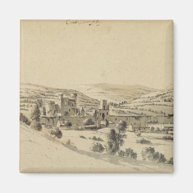 Íman Castelo Caerphilly (caneta, tinta e lavagem de pap (Frente)