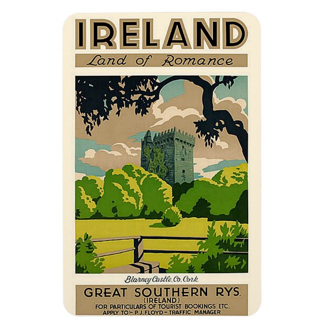 Íman Castelo de Blarney, viagens vintage Poster da Irla (Vertical)