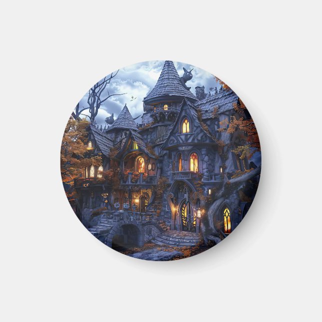Íman Castelo de Bruxa Assustadora do Halloween (Frente)