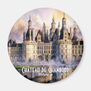 Íman Castelo de Chambord Loire França Aquarela Castelo