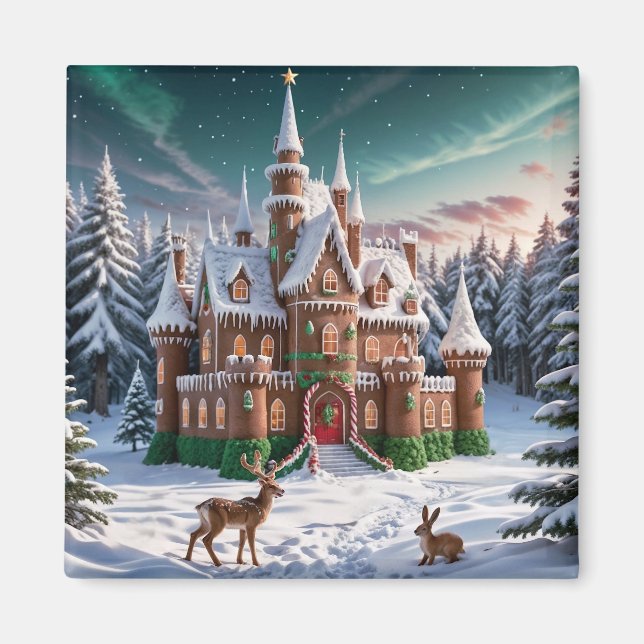 Íman Castelo de Gingerbird da Floresta de Natal (Frente)