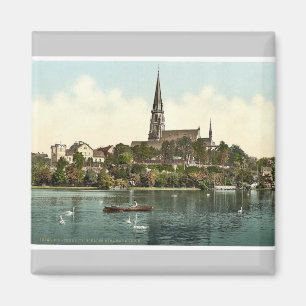 Íman Castelo de Miramer e lago, Chemnitz, Saxony,