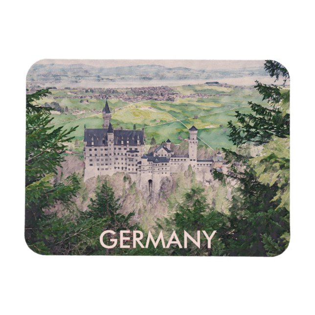 Íman Castelo de Retro Neuschwanstein na Alemanha (Horizontal)