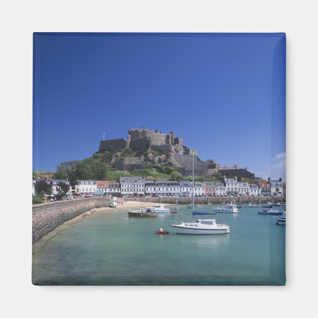 Íman Castelo Mount Orgueil e porto, Gorey, Jersey (Frente)