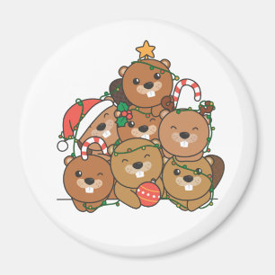 Íman Castor Árvore de Natal Engraçado Animal Christmas