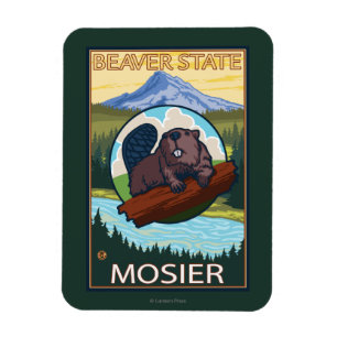Íman Castor & capa do Mt. - Mosier, Oregon