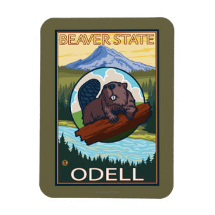 Íman Castor & capa do Mt. - Odell, Oregon