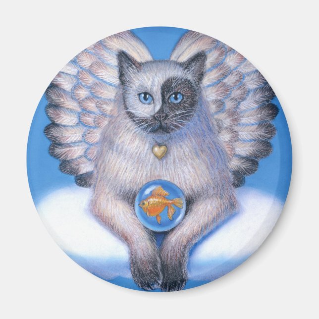 Íman Cat Angel "Gatinho Yin Yang" Magnet redondo (Frente)