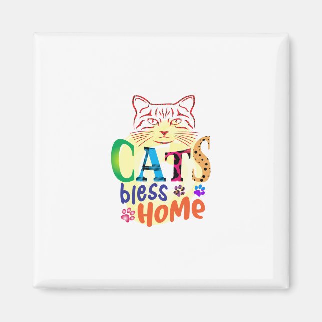 Íman Cat Art Cats Bless Home (Frente)
