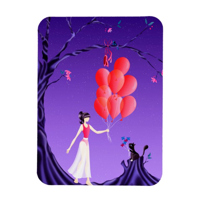 Íman Cat & Ballerina na Midnight Tree (Vertical)