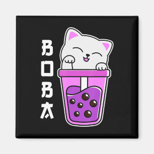 Íman Cat Boba Anime Bubble Tea Neko Girls Kawaii Girls