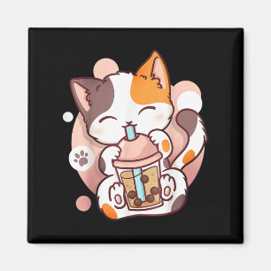 Íman Cat Boba Tea Bubble Tea Anime Kawaii Neko
