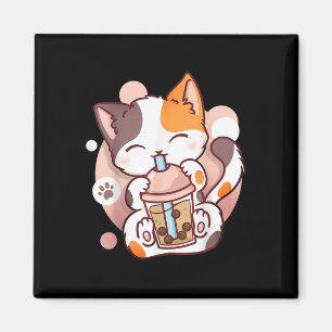 Íman Cat Boba Tea Bubble Tea Anime Kawaii Neko