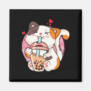 Íman Cat Boba Tea Bubble Tea Anime Kawaii Neko Kids Tea