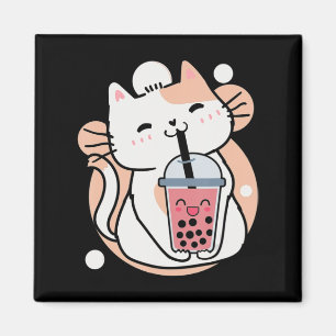 Íman Cat Boba Tea Bubble Tea Anime Kawaii Neko Milktea
