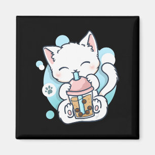 Íman Cat Boba Tea Bubble Tea Kawaii Anime Japonês Neko