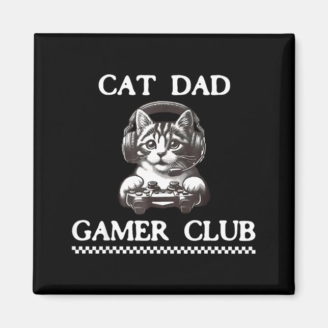 Íman Cat Dad Gamer Club Funny Cat Lover Gaming Game Fat (Frente)