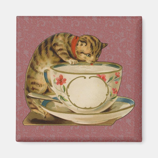 Íman Cat e Teacup Vintage Victorian (Frente)
