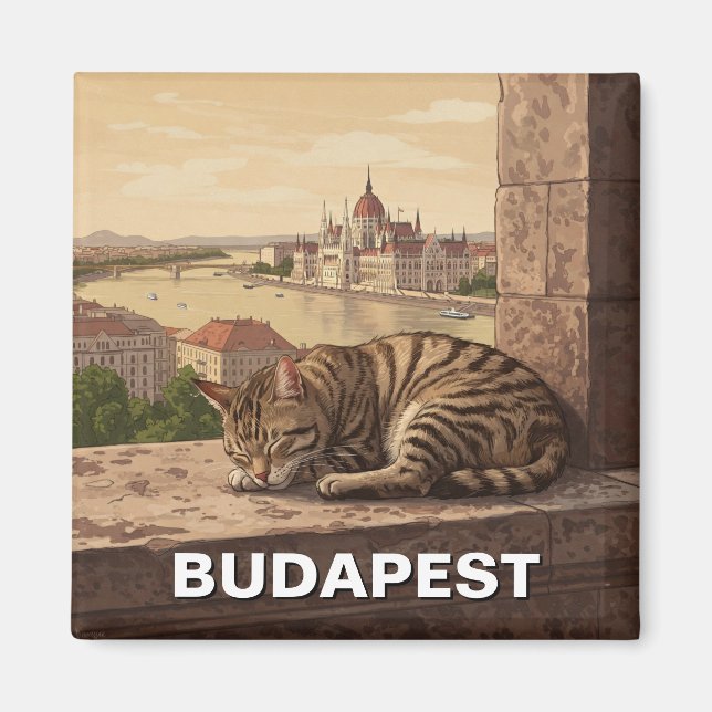 Íman Cat em Budapeste, Hungria, edifício do Parlamento  (Frente)