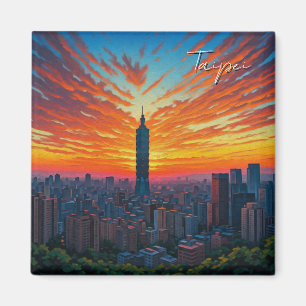 Íman Cat em Taipei 101 Taiwan Sunset