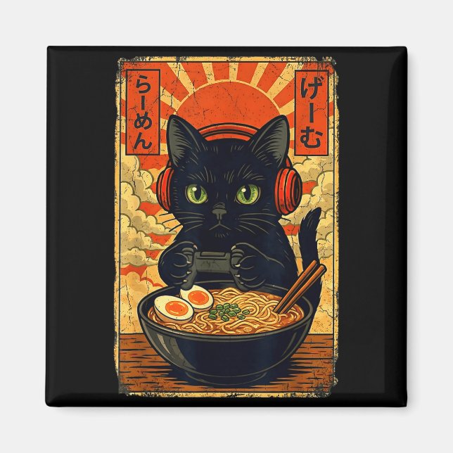 Íman Cat Gamer Men Anime Kawaii Funny Gaming Headset Ca (Frente)