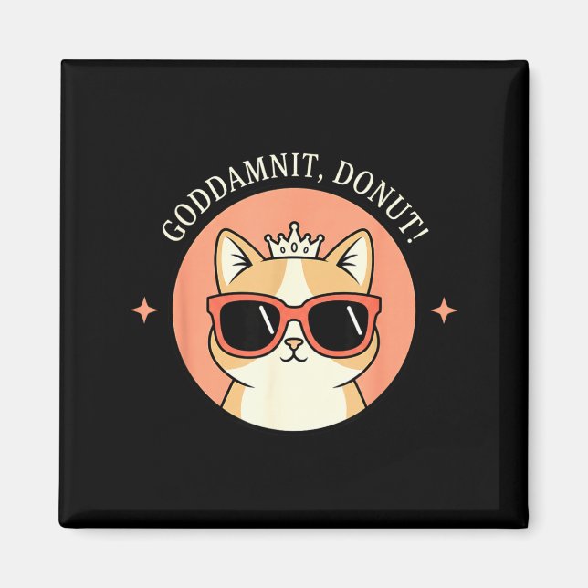 Íman Cat - Godit, Donut! Sy Retro Cat Lover Design  (Frente)