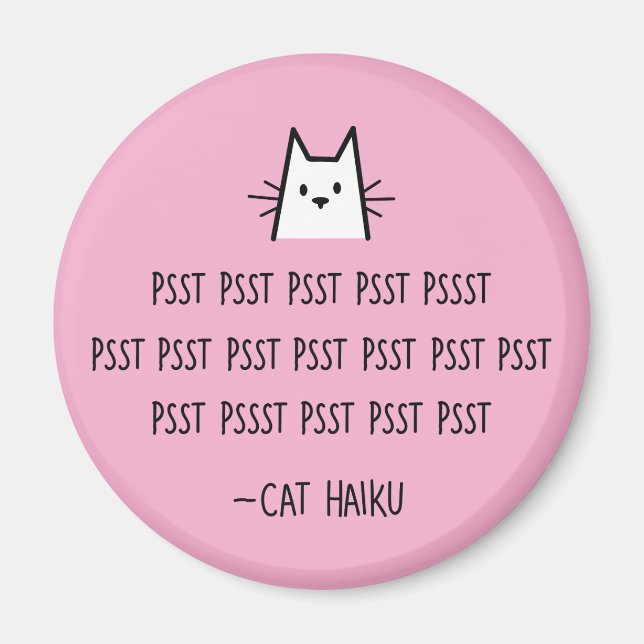Íman Cat Haiku Round Magnet (Frente)