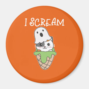 Íman Cat Halloween Ghost I Gritar Sorvete Pun