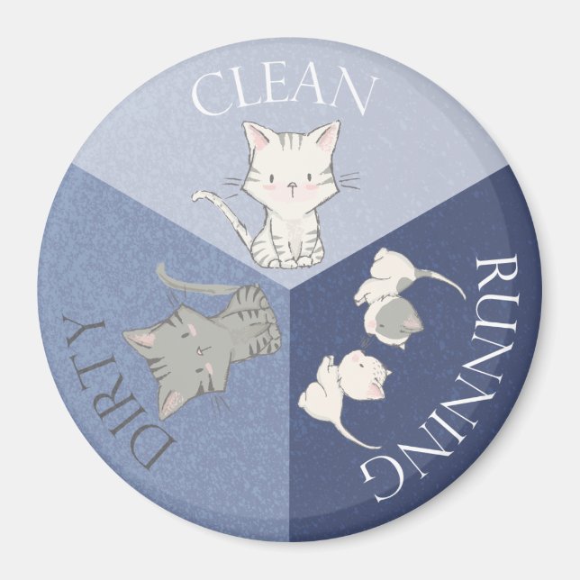 Íman Cat Kitten Pet Dishwasher Magnet Reversible Clean (Frente)