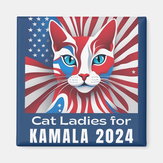 Íman Cat Ladies para Kamala 2024 Democrata (Frente)
