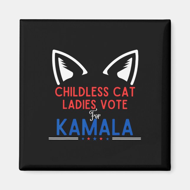 Íman Cat Lady Voting Kamala Harris Cachorro Mãe Votar A (Frente)
