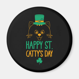 Íman Cat Leprechaun Ruas felizes. Dia das Capturas