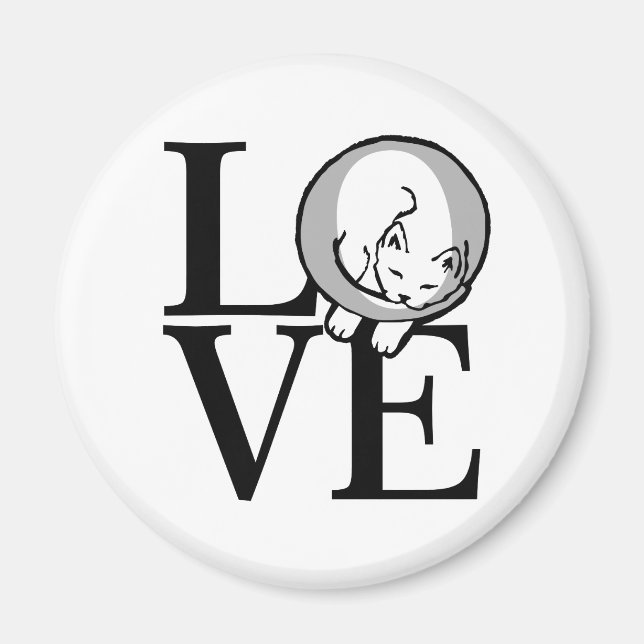 Íman Cat Love Clique para Personalizar Cor de Fundo (Frente)