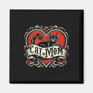Íman Cat Mãe Vintage Estilo de Tatuagem Engraçado Tatua