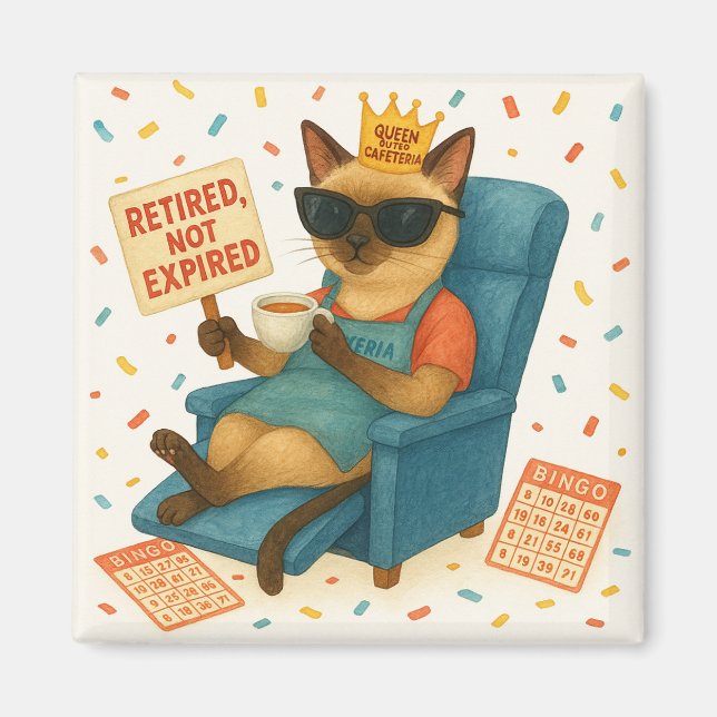 Íman Cat Mom Retirement is drinking coffee  (Frente)