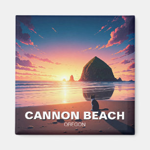 Íman Cat na praia de Cannon, Oregon